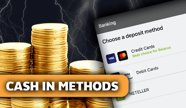 Cash in methods at Spin Palace casino
