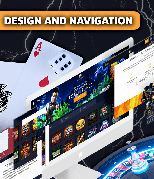 Spin Palace Design and Navigation of the site
