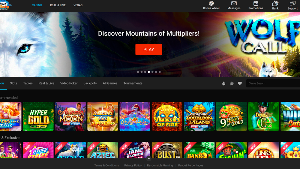 Main Page on All Slots Casino site