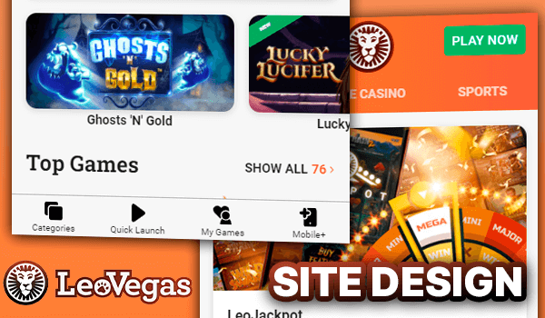 Screenshots from the mobile version of the LeoVegas website