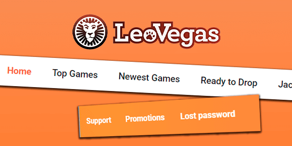 Navigation menus from the LeoVegas website