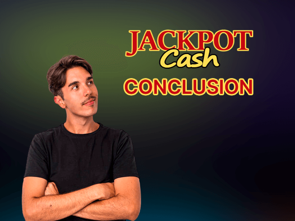 Pensive man looking at Jackpot Casino logo