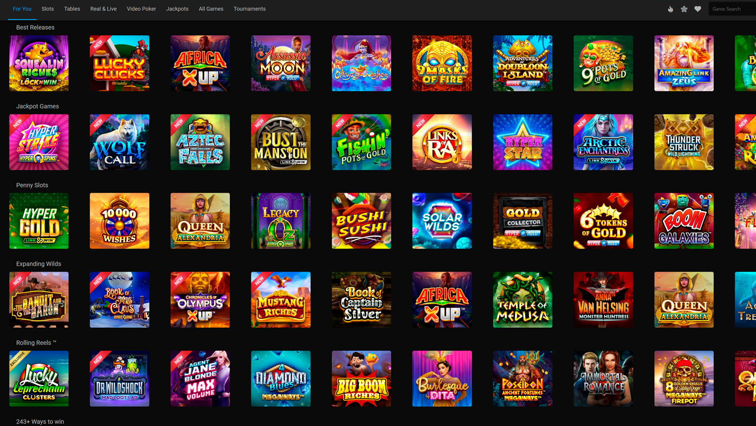 Game page on Lucky Nugget Casino site
