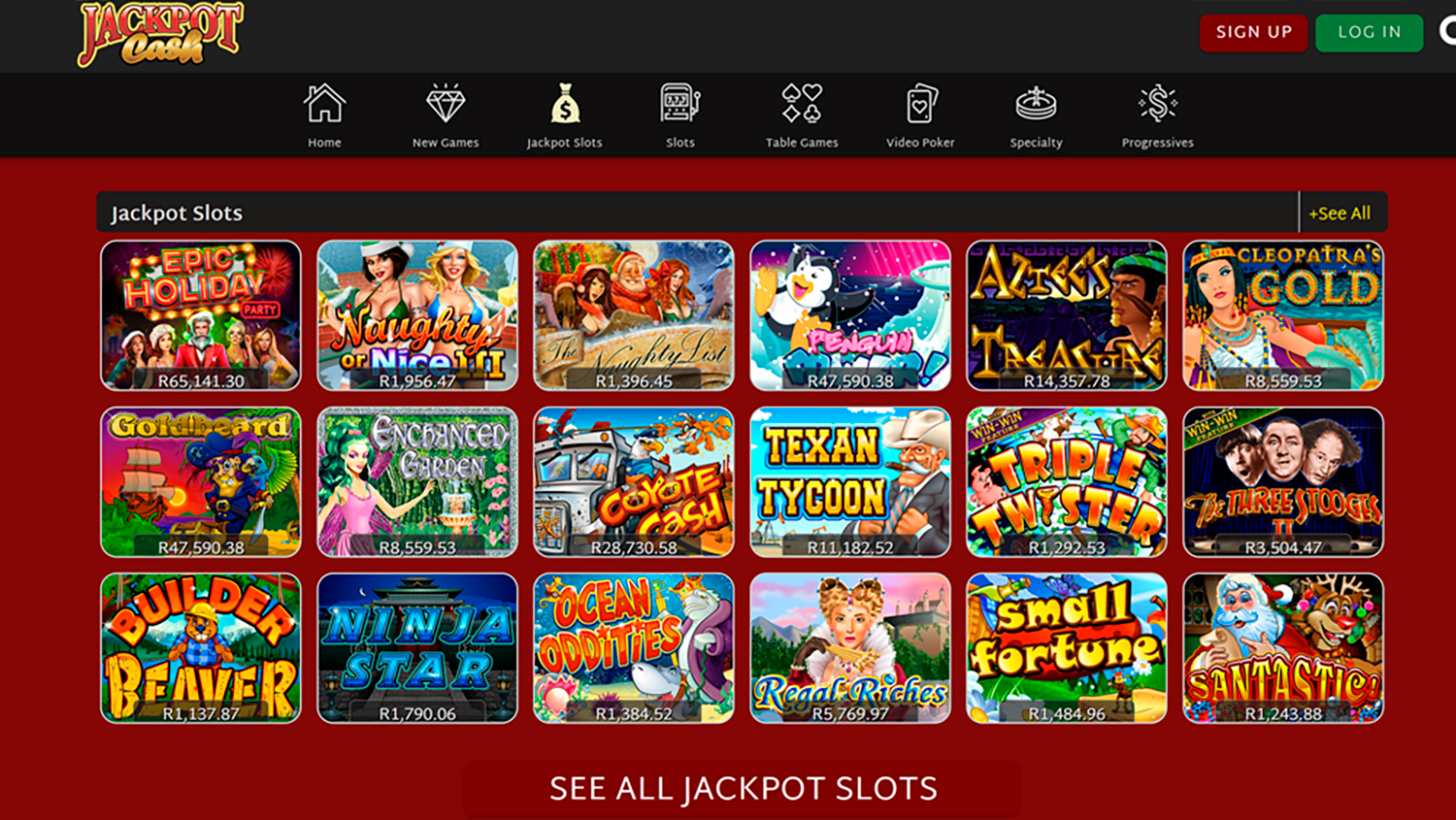 Games on Jackpot Cash Casino