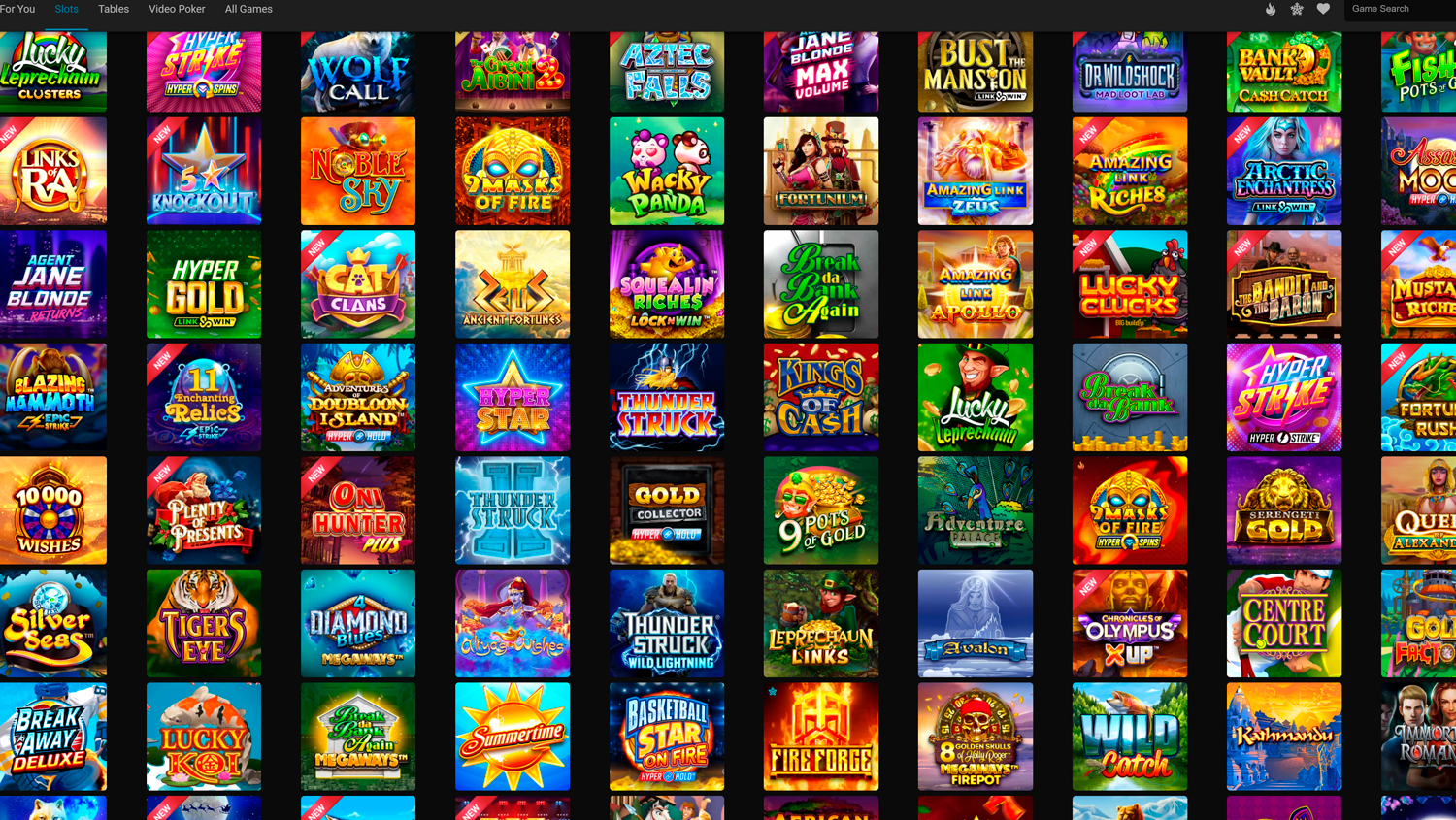 Game page on Spin Palace Casino site