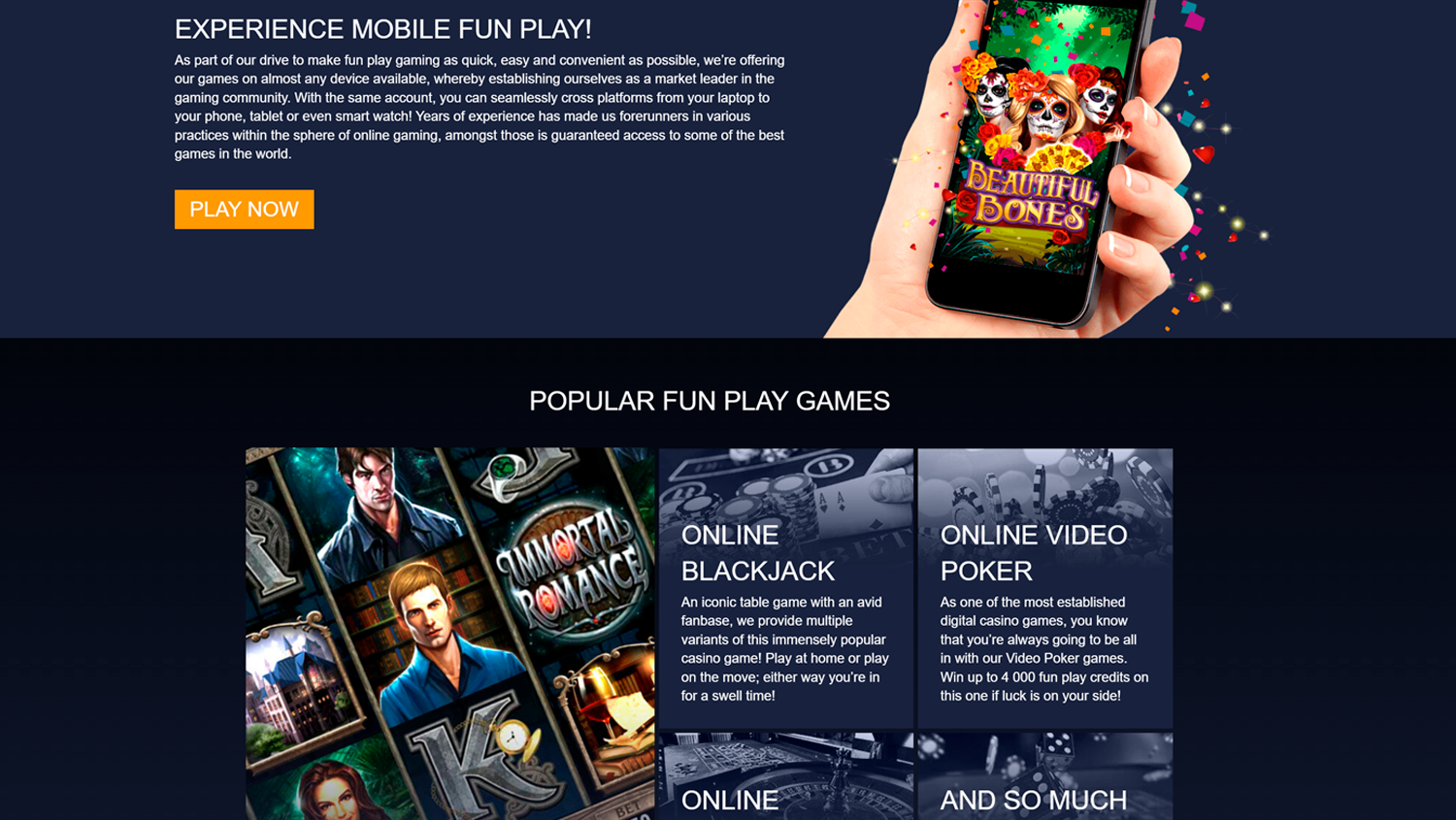 Fun Play page on Spin Palace Casino site
