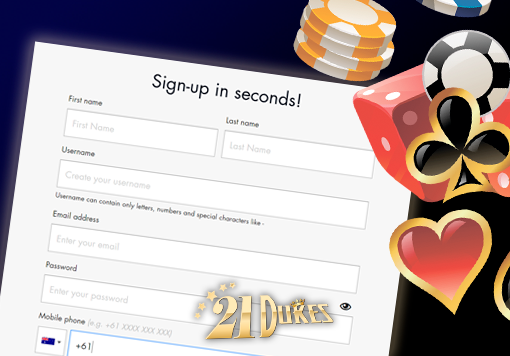 21Dukes casino Sign-Up Form