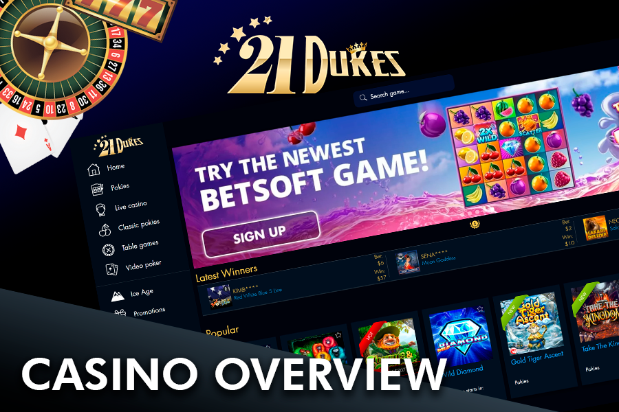 21Dukes Casino screenshot of the main page