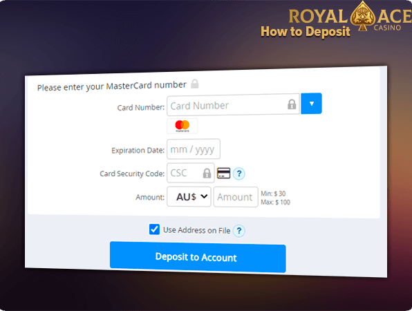 Royal Ace Casino Site Deposit form