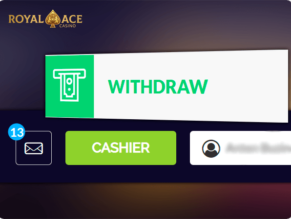 Royal Ace Casino Cashier and Withdraw Buttons
