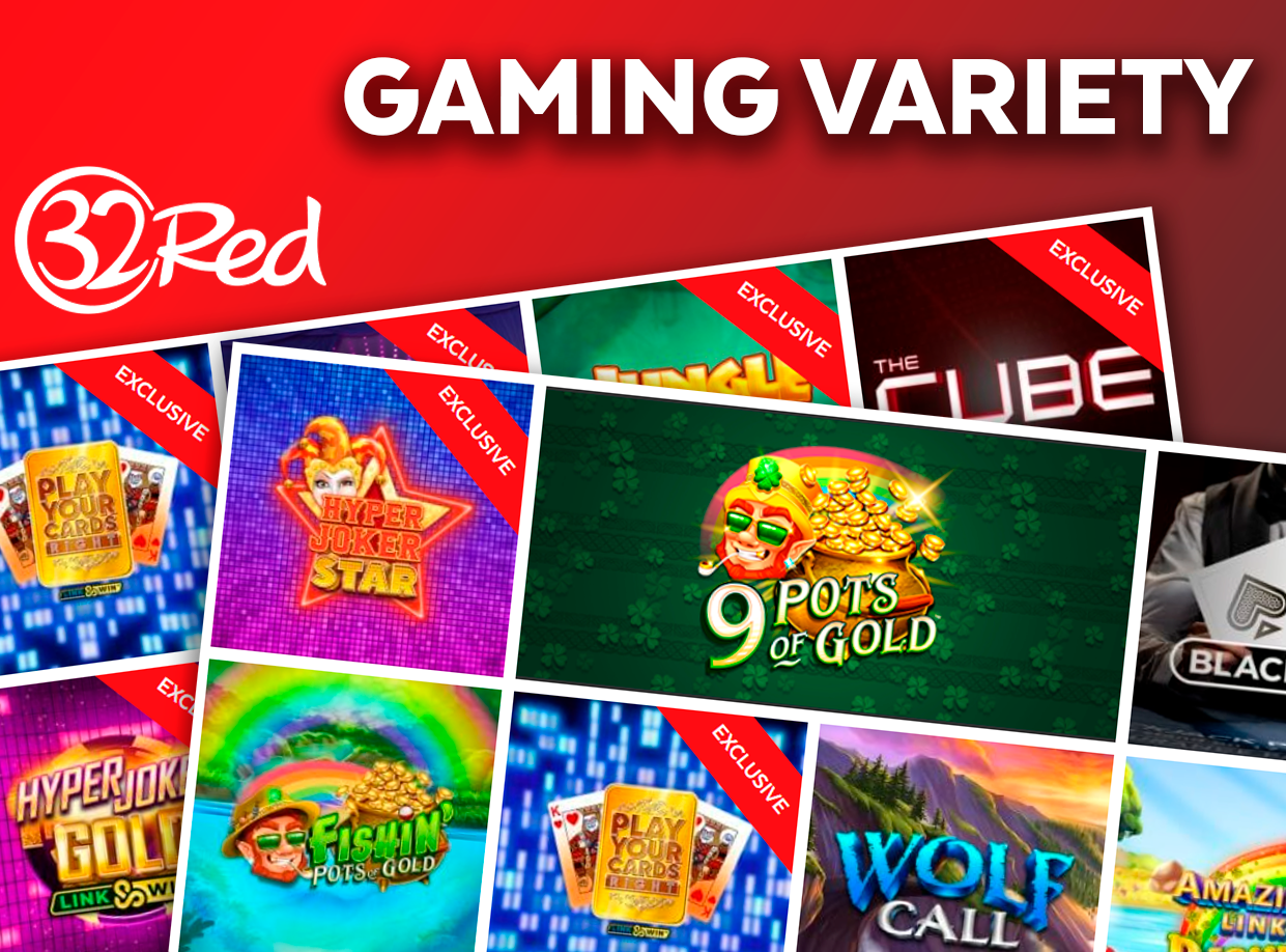 A variety of games on the site 32Red Casino - pokies, poker and others