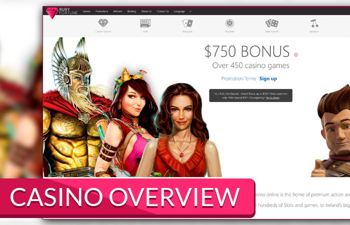 Main page screenshot of the Ruby Fortune Casino