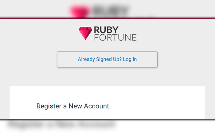 Ruby Fortune a part of the registration form