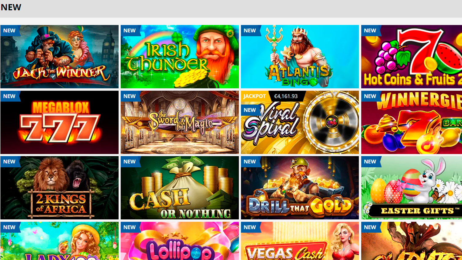 Screenshot of games on the Playamo casino site