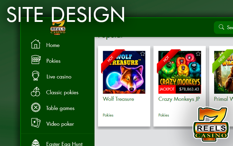 Screenshot of main page of 7reels casino site