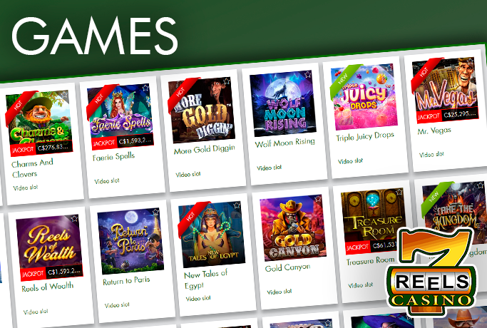 Games category on 7Reels casino site and 7Reels logo