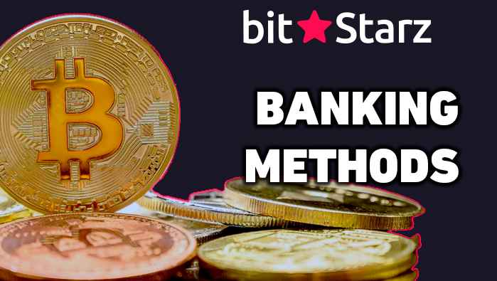 Bitcoin coins and Bitstarzz logo