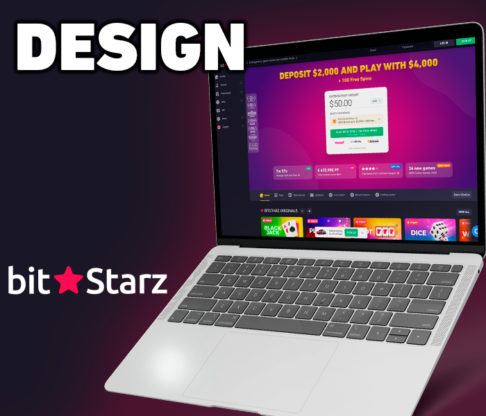 Bitstarz website opened on a laptop and Bitstarz logo