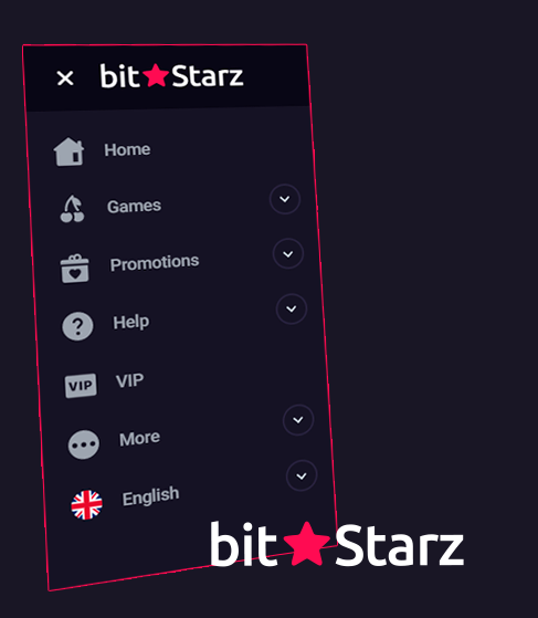 Left menu bar on Bitstarz casino site