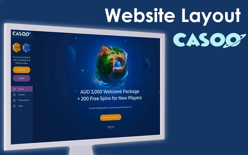 Casoo website opened on the computer screen