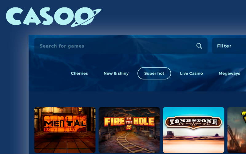 Checking the Casoo Casino gaming section - how to play casino games