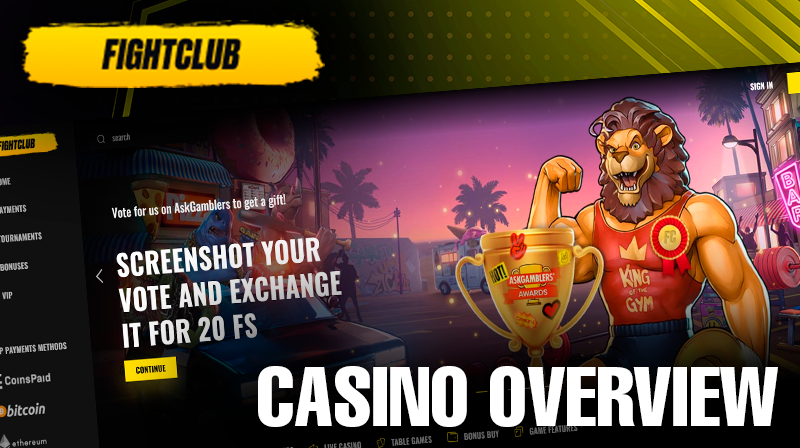 Fight Club casino screenshot of main page