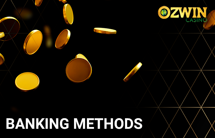 Falling gold coins and the Ozwin Casino logo