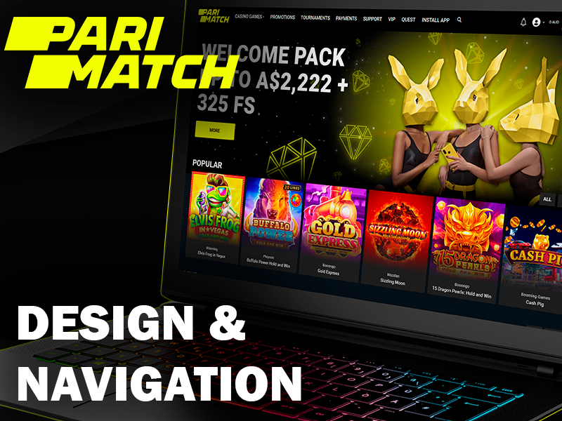 Parimatch Casino website design with navigation