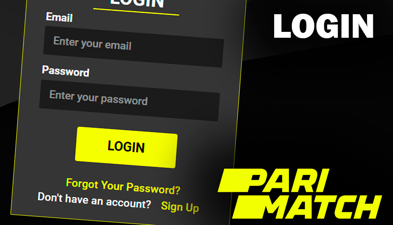 Login form on Parimatch casino site