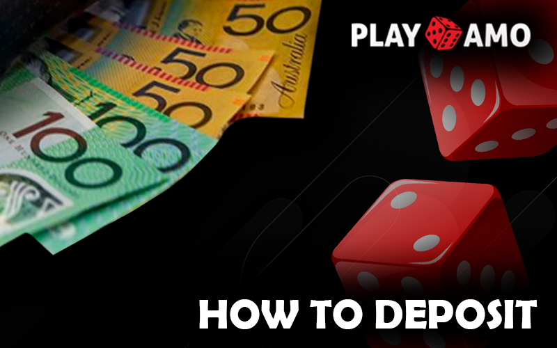Australian dollars and PlayAmo casino logo