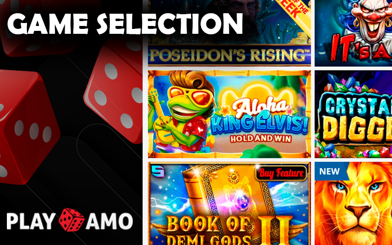 Games page screenshot on PlayAmo casino website