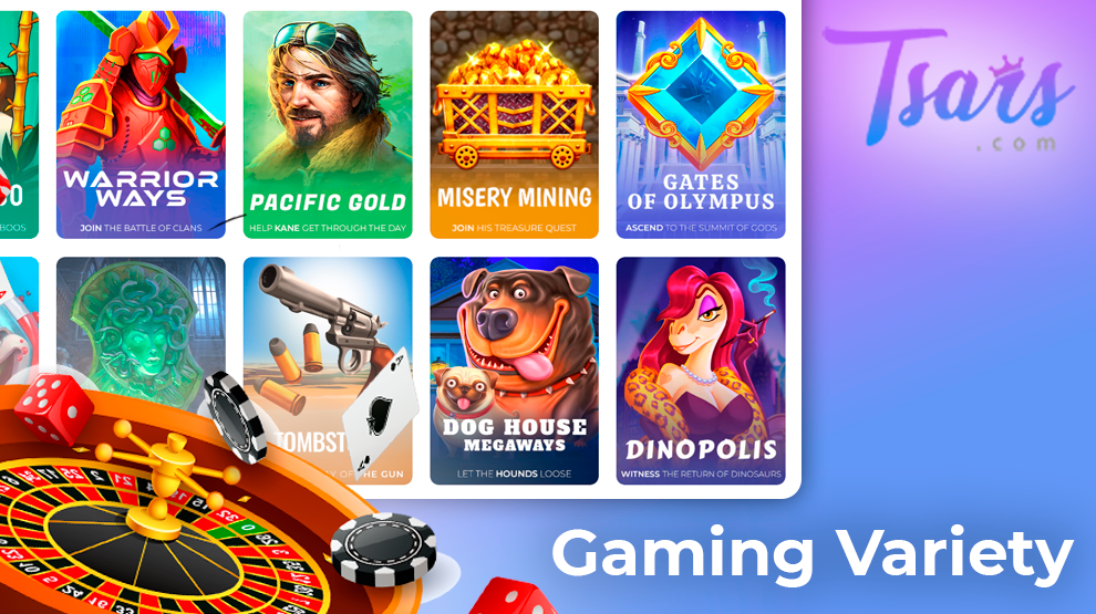 Screenshot of games from Tsars casino site and roulette