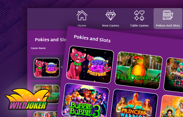 Sections on Wild Joker casino - casino, promotions, news and info