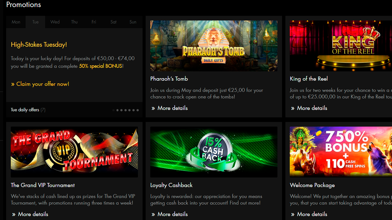 Black Diamond casino screenshot of Promotions