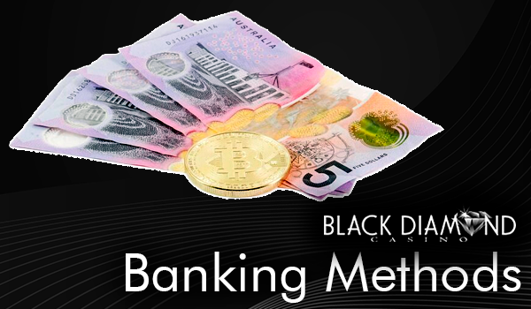 Australian dollars and bitcoin and Black Diamond logo