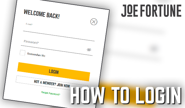 Joe Fortune Casino login form - how to authorize