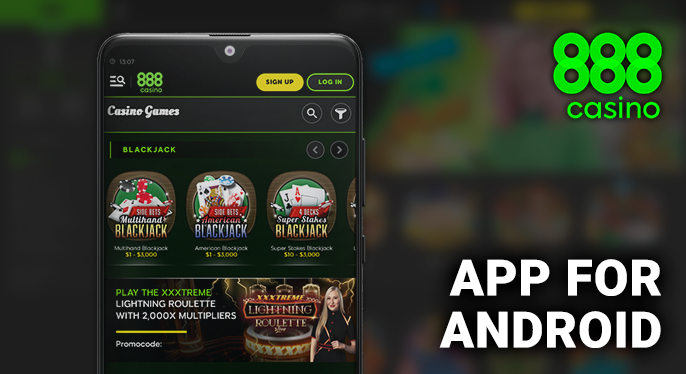 Open 888 Casino mobile app on android phone