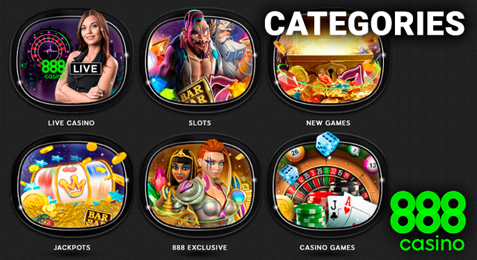 Categories of gambling games on the site 888 casino