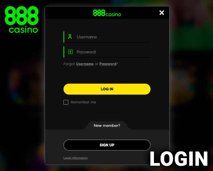 888 Casino Login Form