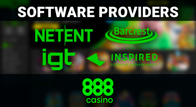 Logos of gambling providers at Casino 888