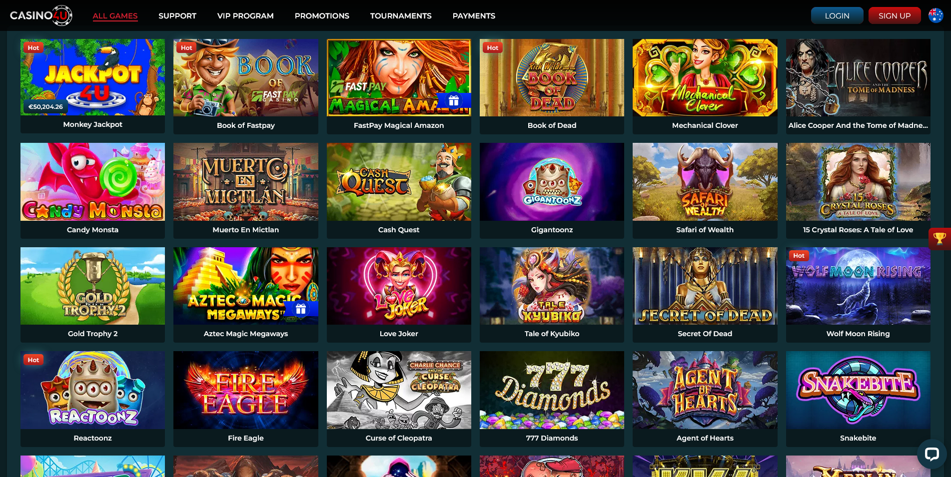 Screenshot of Pokies game on Casino4u casino