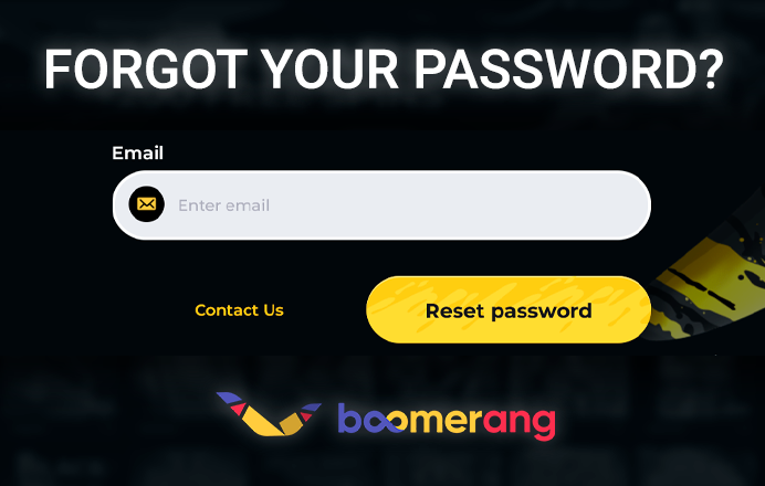 Boomerang Casino password reset form