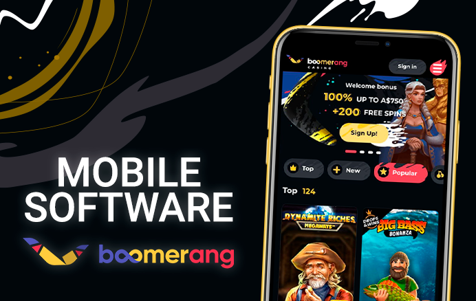 iPhone with an open Boomerang Casino website page