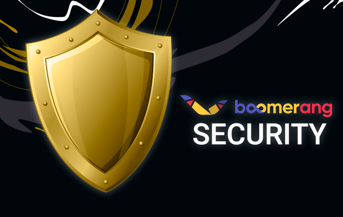 A safe and secure shield next to the Boomerang Casino logo