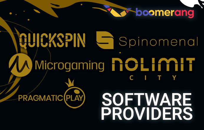 Logos of game providers on Boomerang Casino website