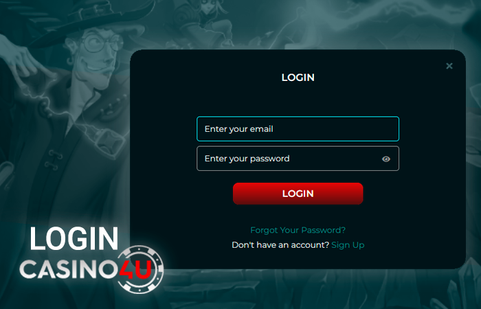 Casino4U login form - how to authorize