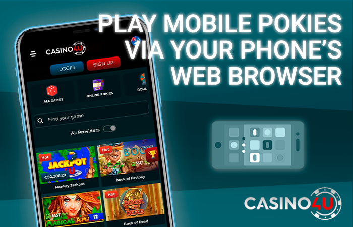 iPhone with an open page of the site Casino4u