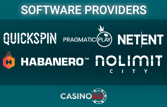 Logos of game providers at Casino4u