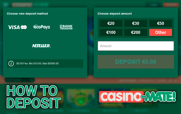 Deposit form on the site of Casino-Mate