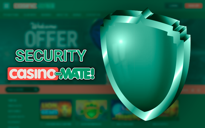 A sturdy and thick shield in the background of the Casino Mate website
